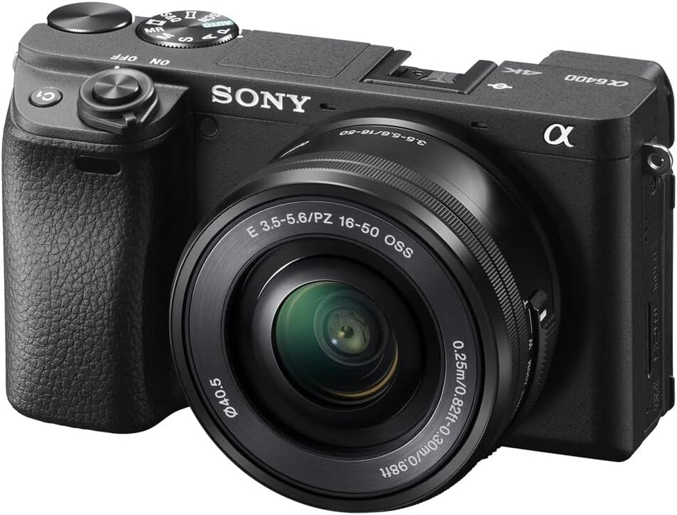 Alpha 6400-Appareil Photo Numérique Hybride APS-C en kit avec l'Objectif Zoom E 16-50mm f/3.5-5.6 PZ OSS (24,2 MP, AF en 0.02s, Suivi des Yeux, 4K HLG, Ecran Selfie Vlogging)(ILCE6400, A6400) Kit avec objectif 16-50 mm Unique