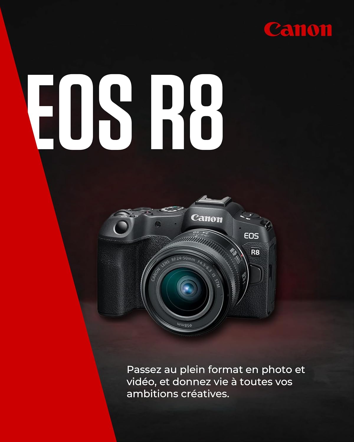 EOS R8 Appareil Photo Hybride Plein Format 24,2MP 4K + RF 24-50mm Canon EOS R8 + RF 24-50mm F4.5-6.3