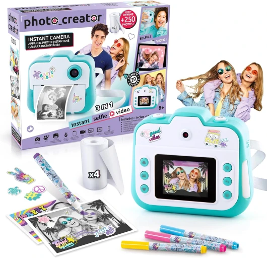 Canal Toys - Appareil Photo Instantané Enfant - Selfie & Caméra Vidéo - 4 Rouleaux de Papier d'Impression pour 250 Photos - Cadeau pour Garçon & Fille - Dès 8 ans - CLK 001 Standard