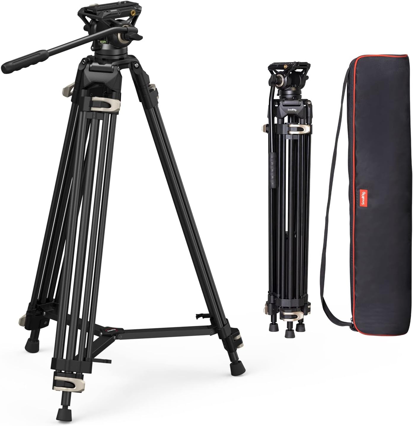 SMALLRIG AD-01 Trépied Vidéo, Trépied en Alliage d'Aluminium de 73"/186cm avec Tête Fluide, Epandeur de Niveau et Plaque de Dégagement Rapide, Max Load de 17,6 LB/8 kg pour DSLR, Caméscope - 3751B