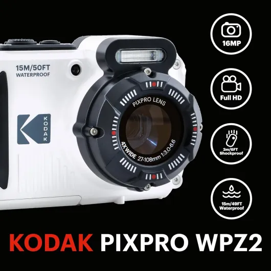 Pixpro WPZ2 - Appareil Photo Numérique Compact 16M Pixels, étanche à 15m, Anti-Choc, Video 720p, Ecran LCD 2,7 - Batterie Li-ion, Blanc Blanc Caméra