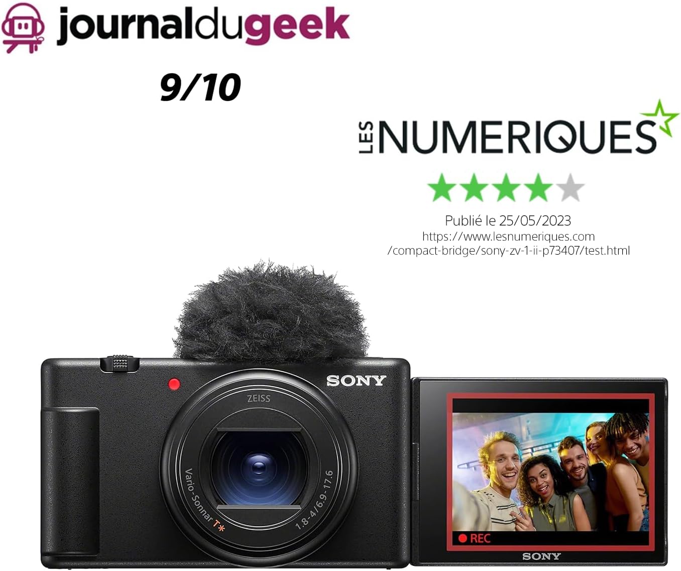 ZV-1 II, Appareil Photo Vlog numérique - écran orientable pour Le vlogging - Objectif Zoom Grand Angle - vidéo 4K - Microphone omnidirectionnel ZV1 II