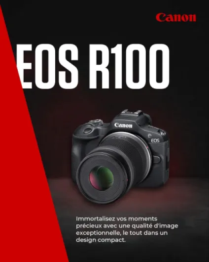EOS R100 (Boîtier)+Objectifs pour Hybride RF-S 18-45mm & RF-S 55-210mm, Appareil Photo APS-C de 24,1 Mpx, AF CMOS Dual Pixel, Vidéo 4K, Prise de Vue en Continu jusqu'à 6,5 IPS, Wi-Fi & Bluetooth