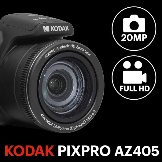 Pixpro Astro Zoom AZ405 - Appareil Photo Numérique Bridge, Zoom 40X, Grand angle de 24 mm, 20 mégapixels, LCD 3, Vidéo Full HD 1080p, OIS, Pile AA - Noir NOIR APPAREIL PHOTO