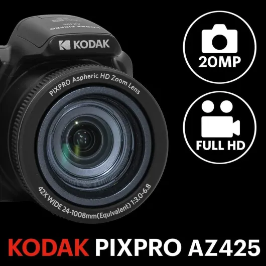 Pixpro Astro Zoom AZ425 - Appareil Photo Numérique Bridge, Zoom Optique 42X, Grand Angle de 24 mm, 20 Mégapixels, LCD 3, Vidéo Full HD 1080p, Batterie Li-ion - Noir Noir Appareil photo