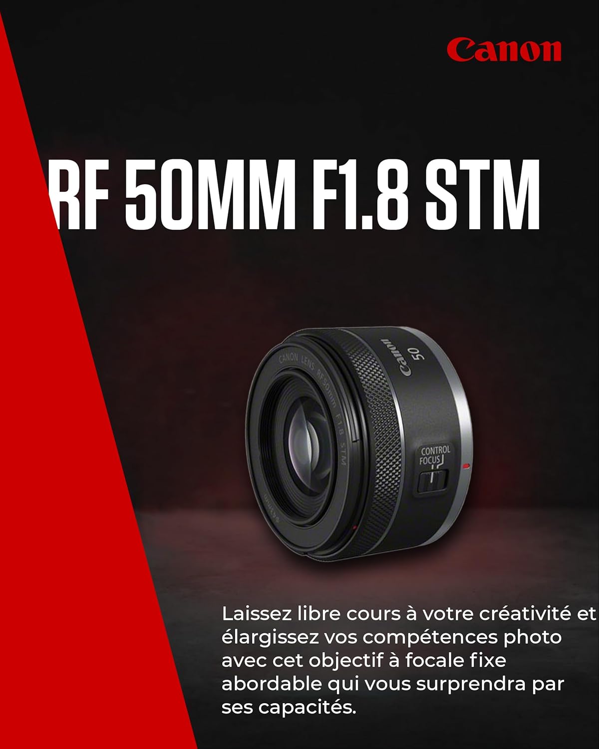 Objectif Appareil Photo Canon RF 50mm F1.8 STM - Compact et Léger pour Appareils Photo EOS R, Ouverture Rapide, Mise au Point Fluide - Idéal pour les Portraits et la Photographie Créative LENTES DE CAMÉRA