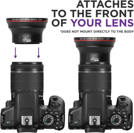 Altura Photo Objectif Grand Angle HD millimètre 55 mm 0,43 x Macro – Se Fixe au Filetage de Filtre de 55 mm (Pas Le Corps de l'appareil Photo) 55MM