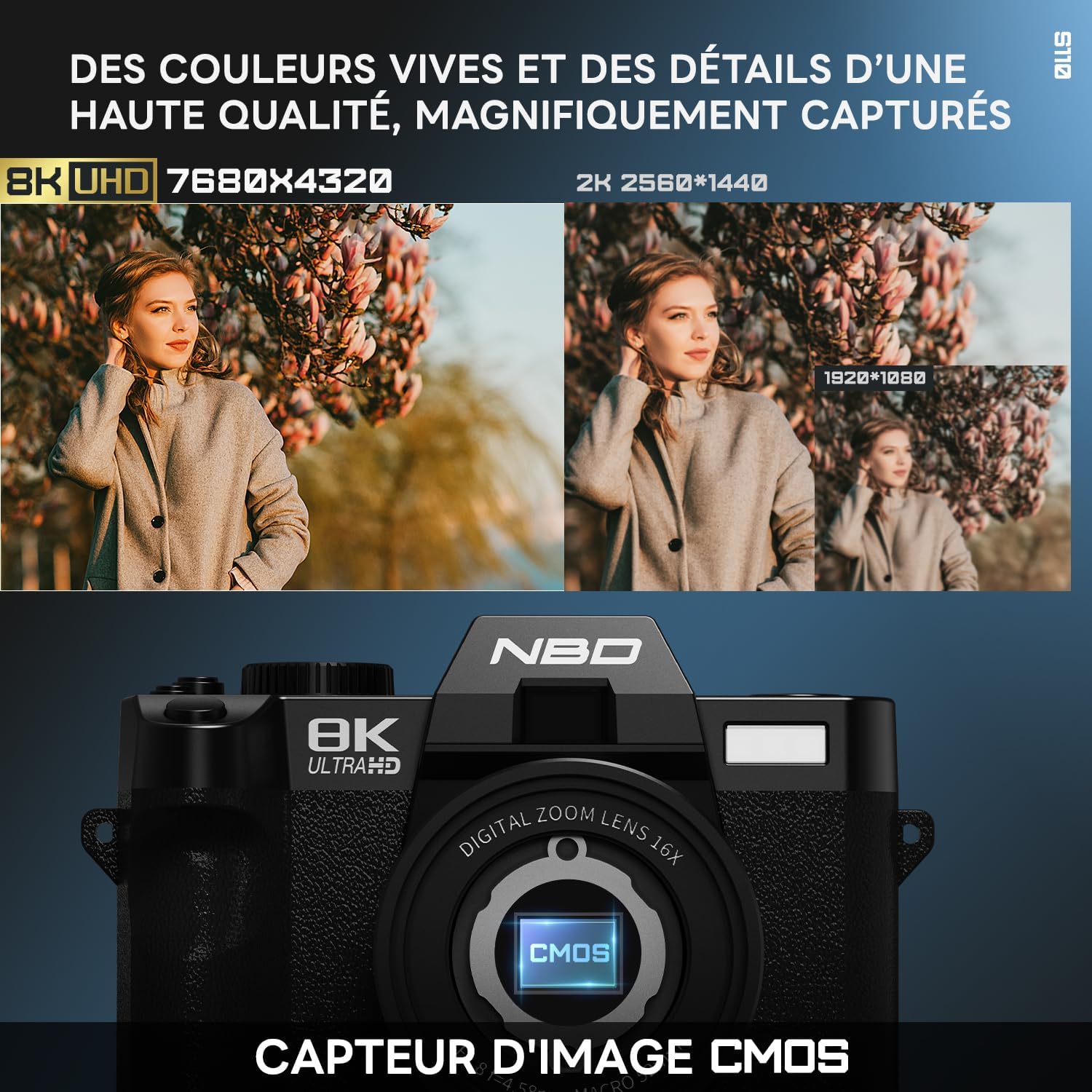 8K 64MP Appareil Photo numérique avec autofocus, Zoom numérique 16x, F1.8 Ouverture, Écran IPS 3" 180°, WiFi + Housse Cuir sur Mesure & Dragonne en Cuir + Carte 64GB (Noir)