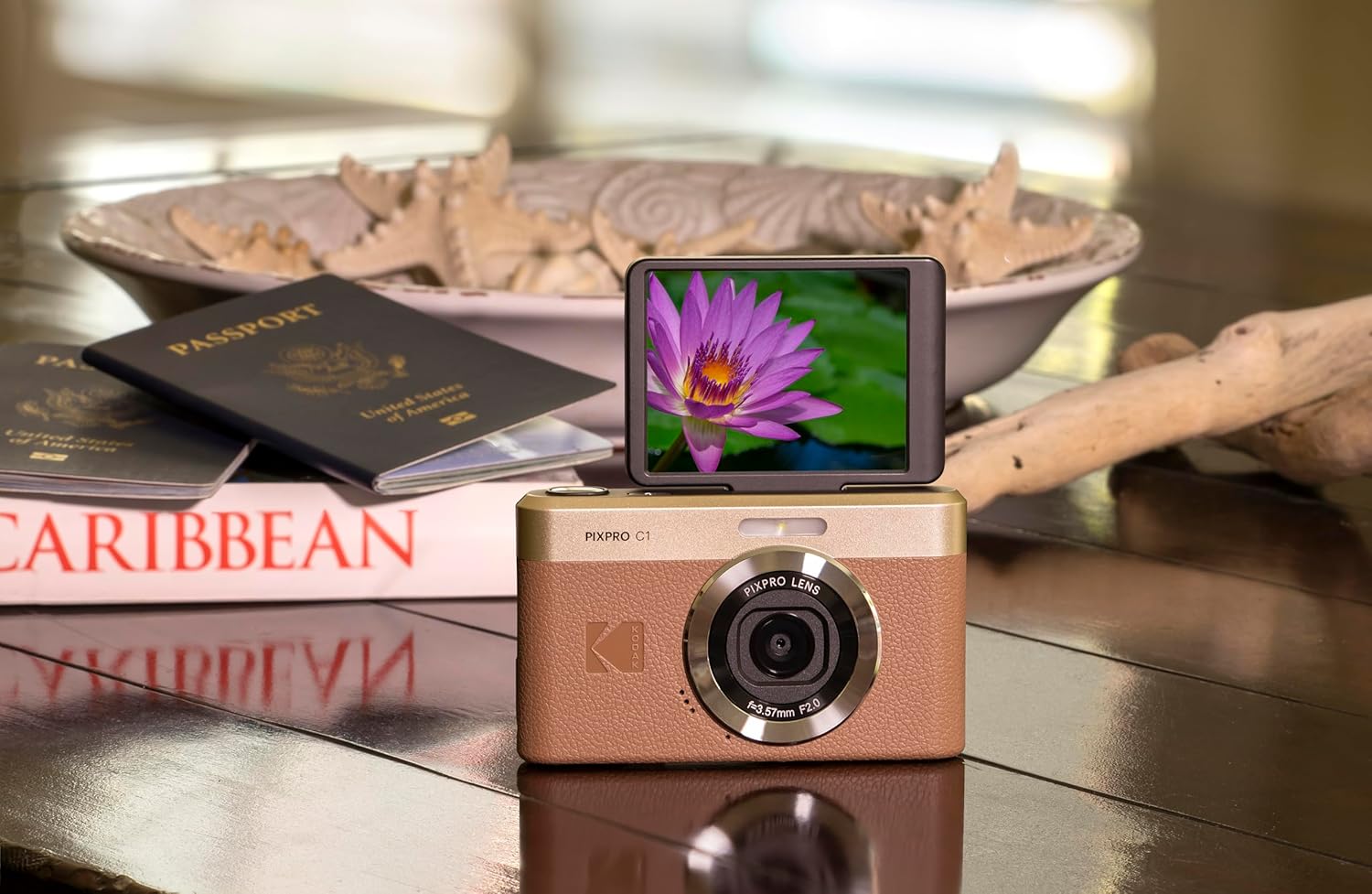 Pixpro C1 – Appareil Photo Numérique Ultra-Compact - 13MP BSI CMOS, Zoom 4X, Écran LCD 2.8", Flash LED, Batterie Intégrée – Marron