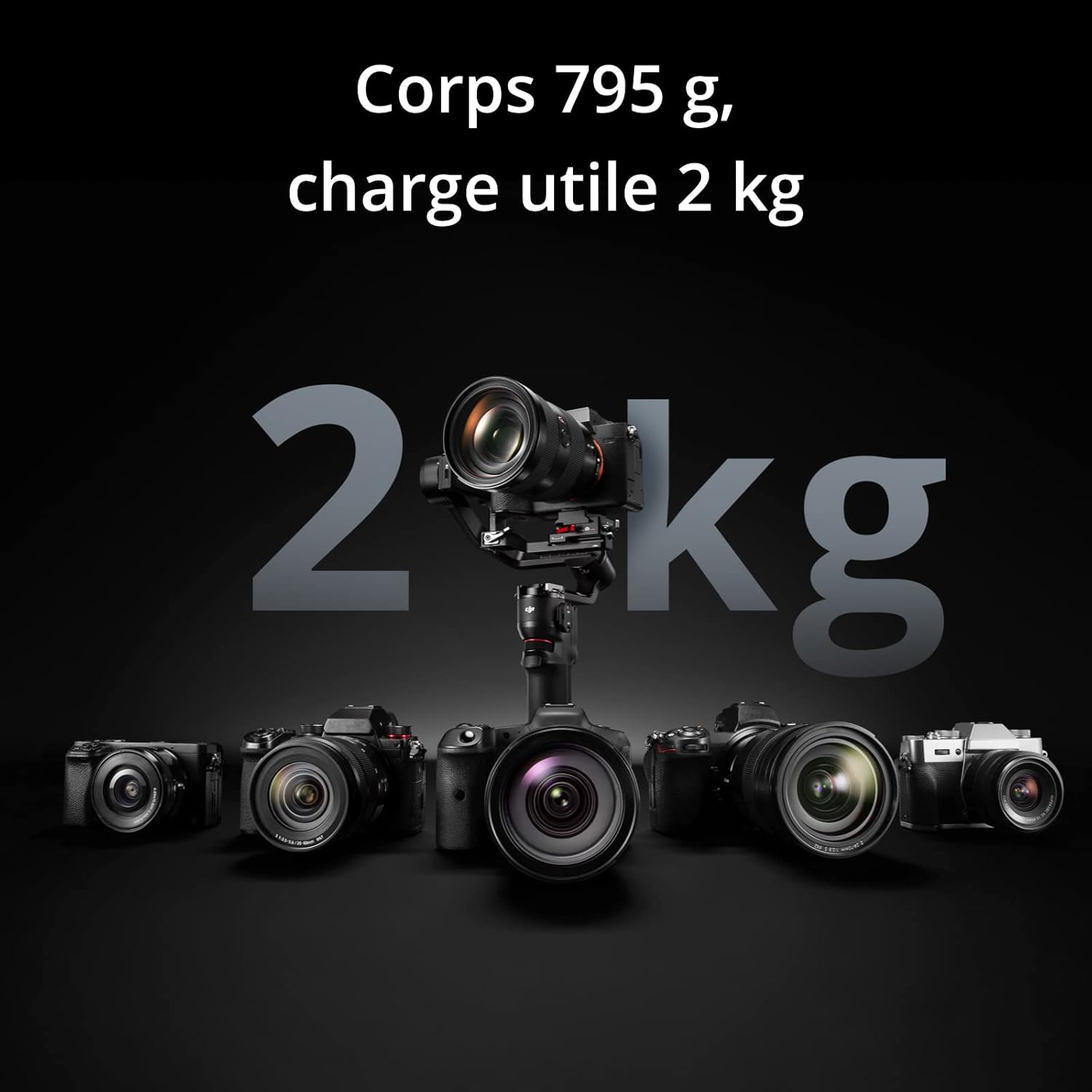 RS 3 Mini, stabilisateur léger à nacelle 3 Axes pour Canon/Sony/Panasonic/Nikon/Fujifilm, Charge utile recommandée de 2 kg, contrôle obturateur par Bluetooth, Prise de Vue Verticale Native DJI RS 3 Mini Unique