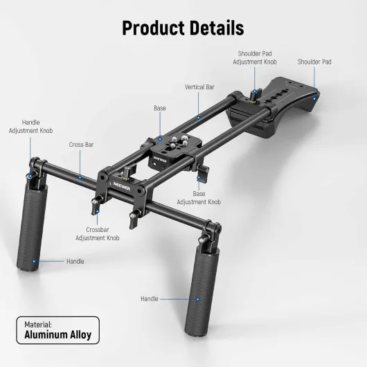 Kit d'Épaule Universel, Système de Support Étendu 15mm 40cm, Stabilisateur de Caméra pour DSLR, Tournage, Compatible avec SmallRig Follow Focus/Support d'Objectif/Matte Box, SR004