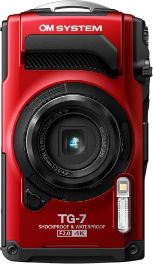 OM SYSTEM Tough TG-7 Red Digital Camera, 12MP, Waterproof, Shockproof, Underwater and Macro Shooting Modes, high speed image sensor, 4K Video, 4x-wide-angle zoom (successor Olympus TG-6)