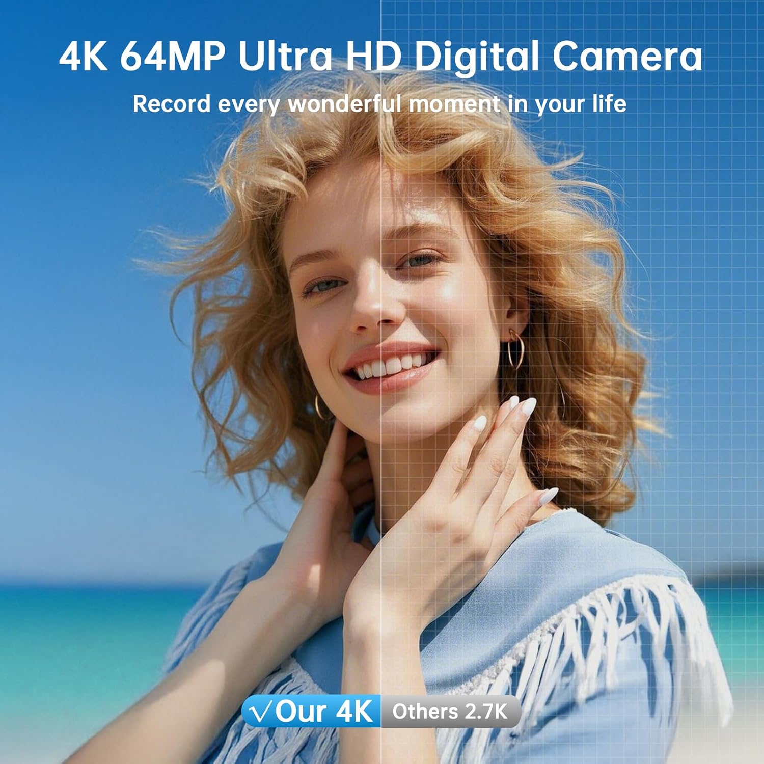 Appareil Photo Numérique avec WiFi, 4K 64MP Autofocus Camera Vlog 16X Digital Zoom à Écran Rabattable à 180° Appareils Photo Compact avec Station de Charge, 2 Batteries, Carte 32 GB pour Débutants Noir