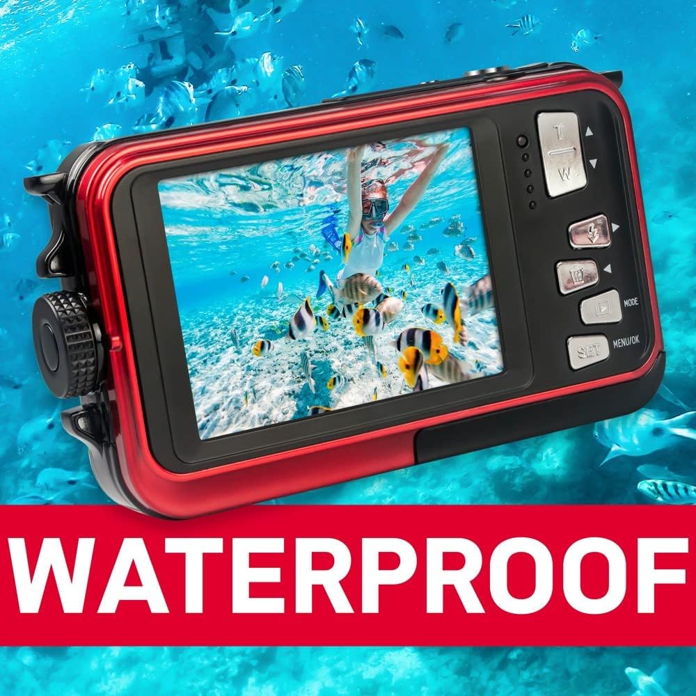 Realishot WP8000 - Appareil Photo Numérique Compact étanche - 2 Batteries + Dragonne Flottante Incluse- Rouge