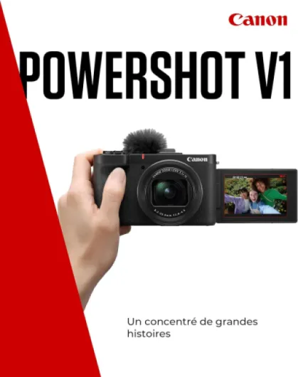 PowerShot V1 - Caméra pour Le Vlog avec Objectif Ultra Grand-Angle f/2.8 - Matériel pour Créateurs de Contenu - Vlog et Voyage - Connexion Via USB et Wi-FI