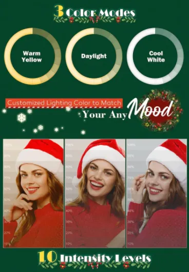10" Ring Light avec Trépied Grand, Anneau Lumineux Selfie pour Youtube/Live Stream/Maquillage, LED Light Ring pour Vidéo/Photo, Réglable Anneau Lumière avec 3 Modes d'Eclairage et 10 Niveaux 25,4 cm