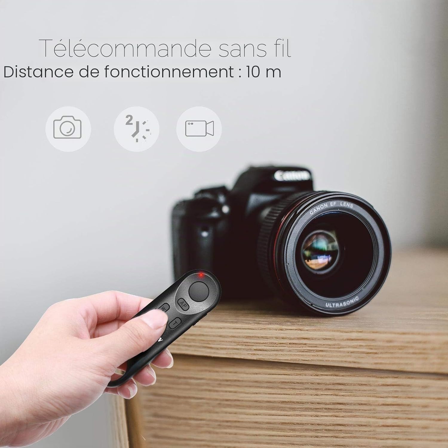 AODELAN Télécommande sans Fil BR-E1A pour Canon EOR RP, EOS R, R5, R6, M50, 6D Mark II, 77D, 850D, 800D, 200D, 250D, 90D, EOS M6 Mark II, G7 X Mark III