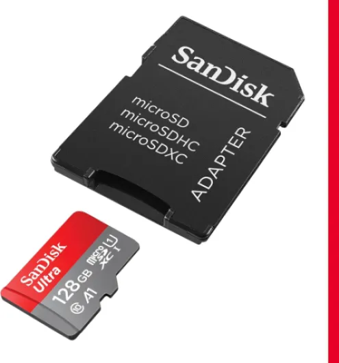 128 Go Ultra microSDXC, Carte micro sd + adaptateur SD (Pour Smartphone et Tablette, Video Full HDD, jusqu'à 140 Mo/s, UHS-I, La performance A1, Class 10, U1) 128 GB Ultra Single Pack